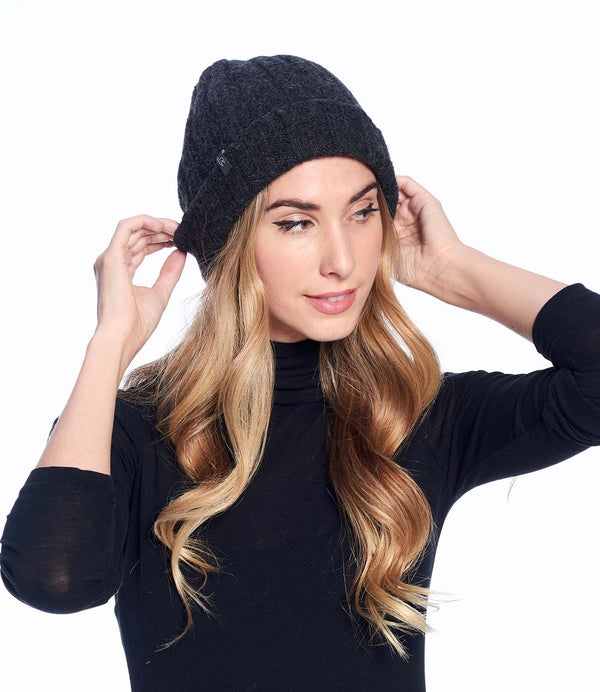 Alpaca Beanie Hat - Accordion - Carbon by Shupaca