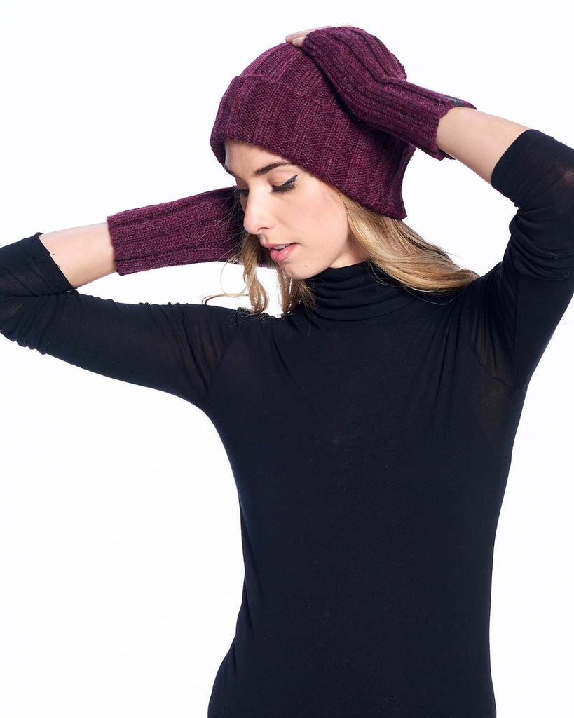 Alpaca Beanie Hat - Accordion -Marsala by Shupaca