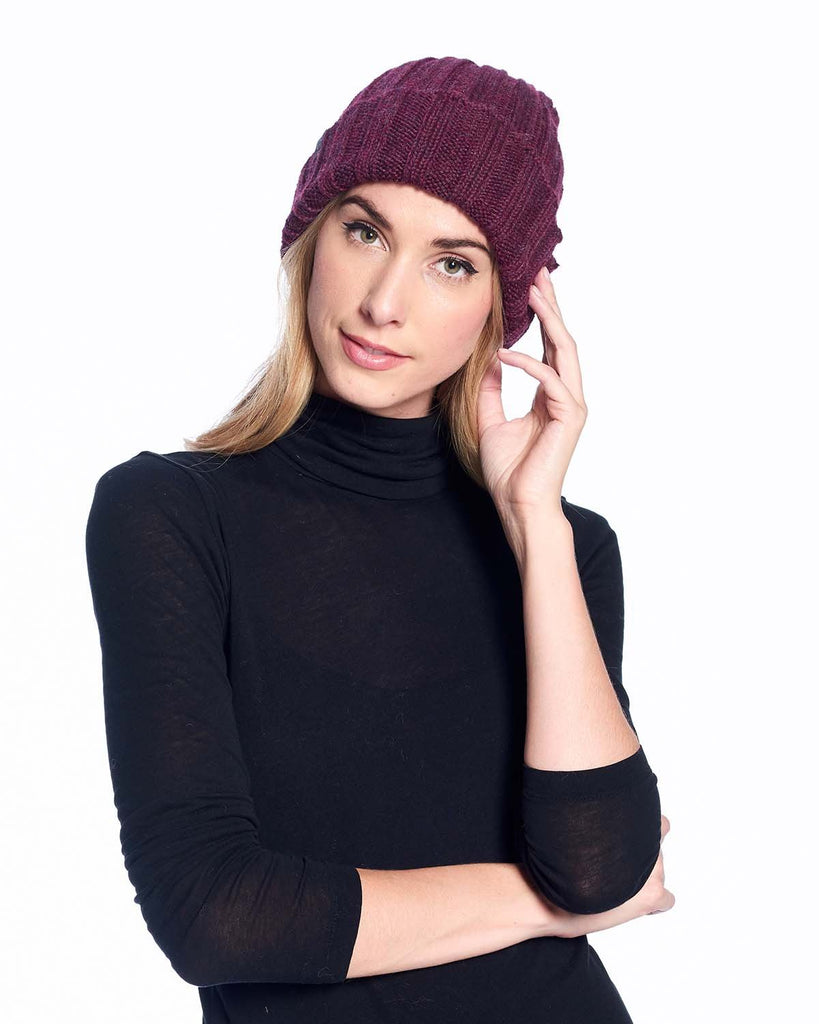 Alpaca Beanie Hat - Accordion -Marsala by Shupaca