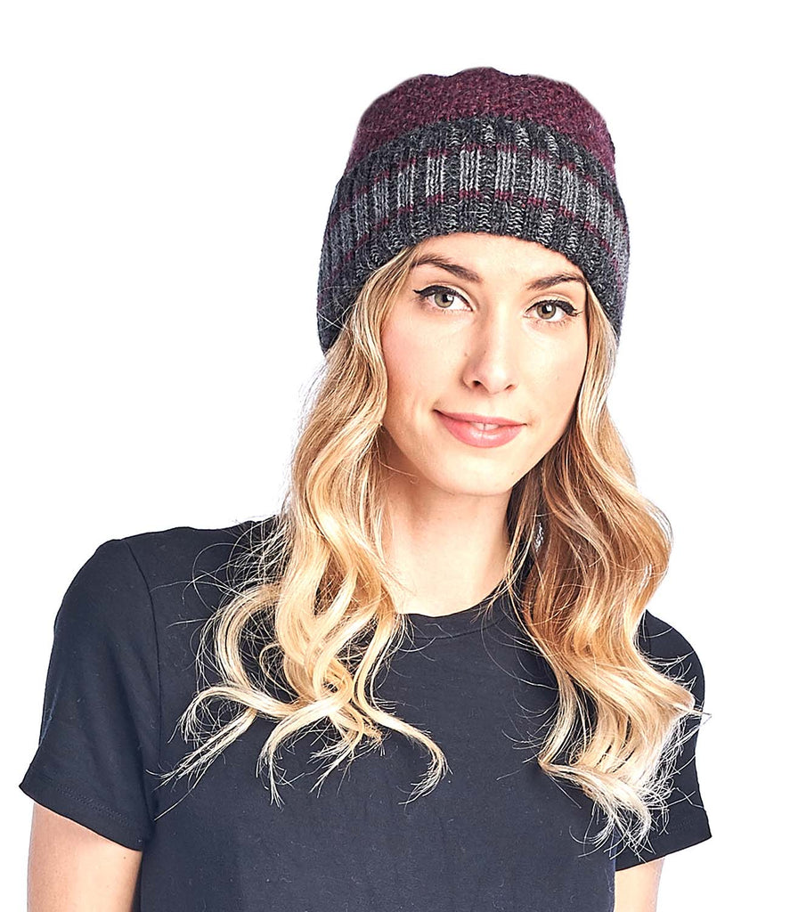 Alpaca Beanie Hat - Carrera - Sangria by Shupaca