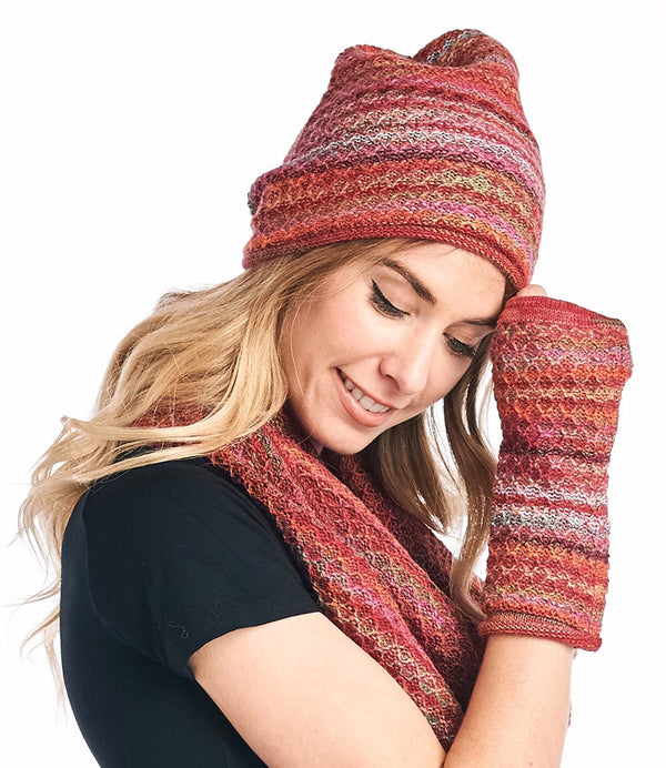 Alpaca Beanie Hat - Printed - Saffron by Shupaca