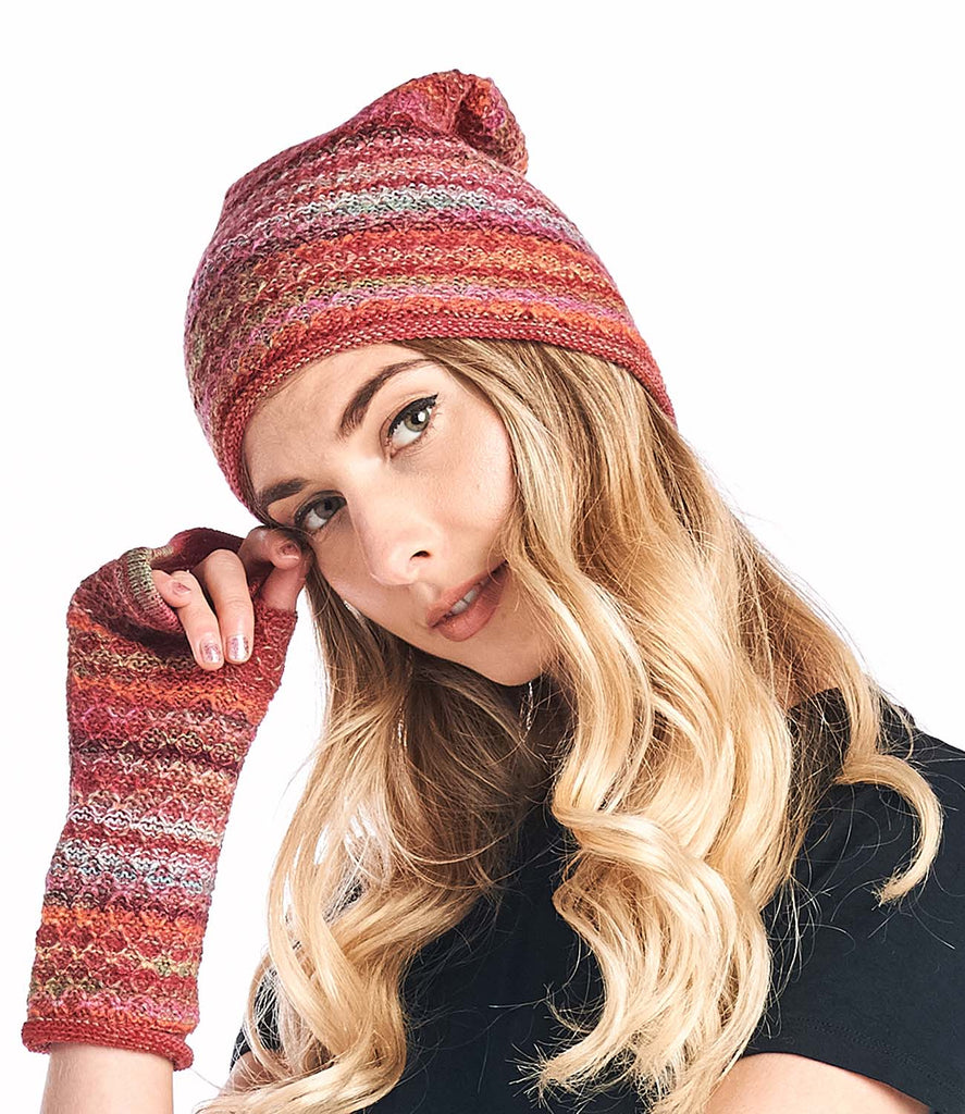 Alpaca Beanie Hat - Printed - Saffron by Shupaca