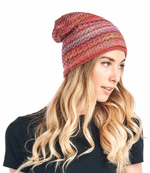 Alpaca Beanie Hat - Printed - Saffron by Shupaca