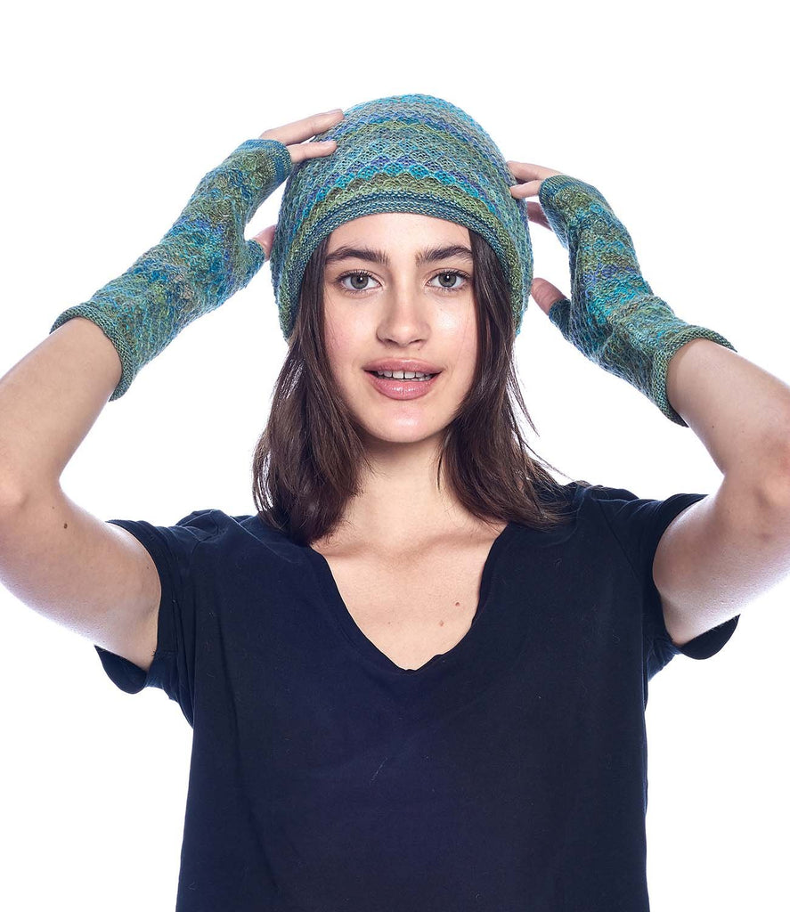 Alpaca Beanie Hat - Printed - Seaweed by Shupaca