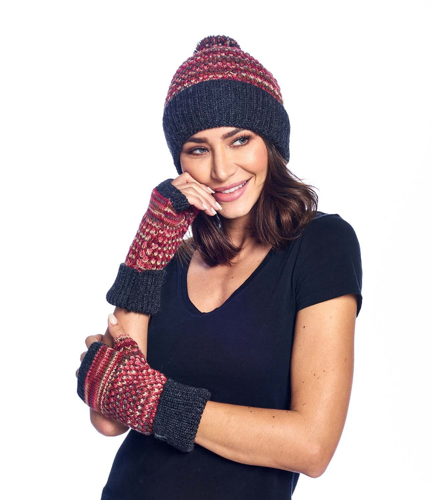 Alpaca Beanie Hat - Speckle - Ruby by Shupaca