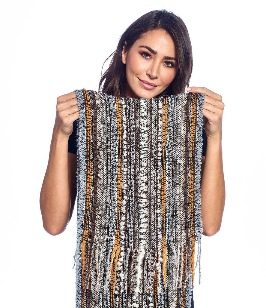 Alpaca Fringe Scarf - Boucle - Honey Gold by Shupaca
