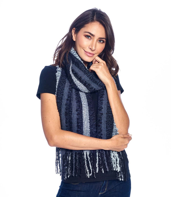 Fringe Alpaca Scarf - Boucle - Charcoal by Shupaca