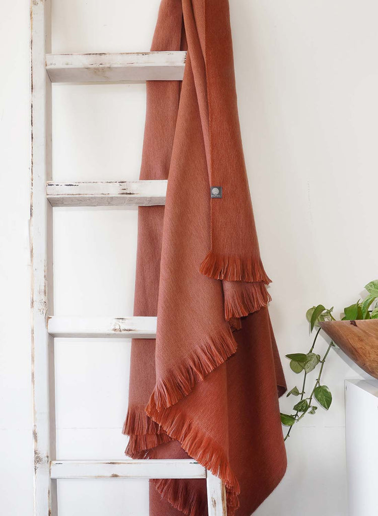 NEW! Alpaca Double Sided Throw - Rusted Coral by Shupaca