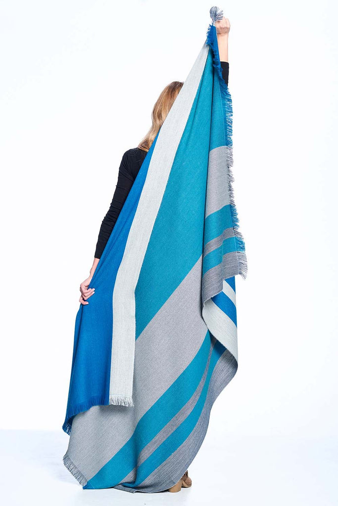 Reversible Alpaca Throw Blanket- Blue Nile by Shupaca