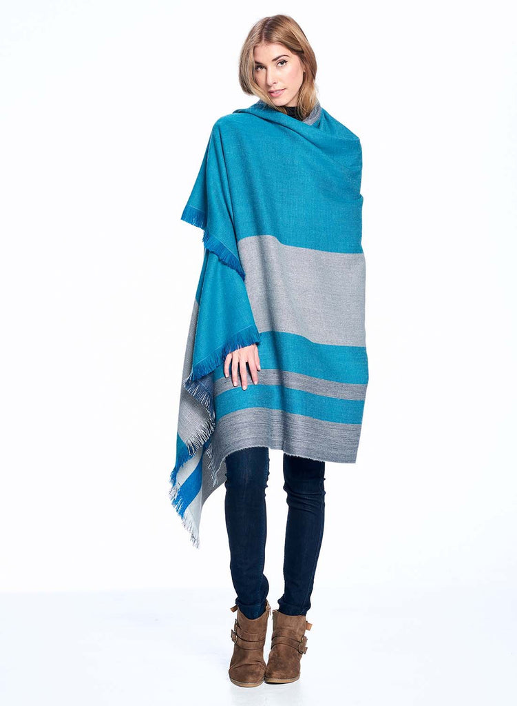 Reversible Alpaca Throw Blanket- Blue Nile by Shupaca