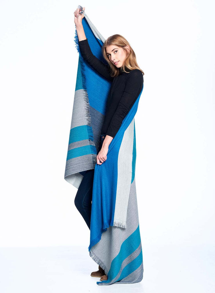 Reversible Alpaca Throw Blanket- Blue Nile by Shupaca