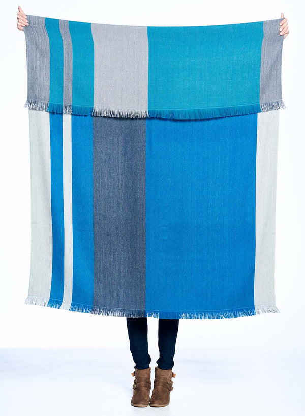 Reversible Alpaca Throw Blanket- Blue Nile by Shupaca