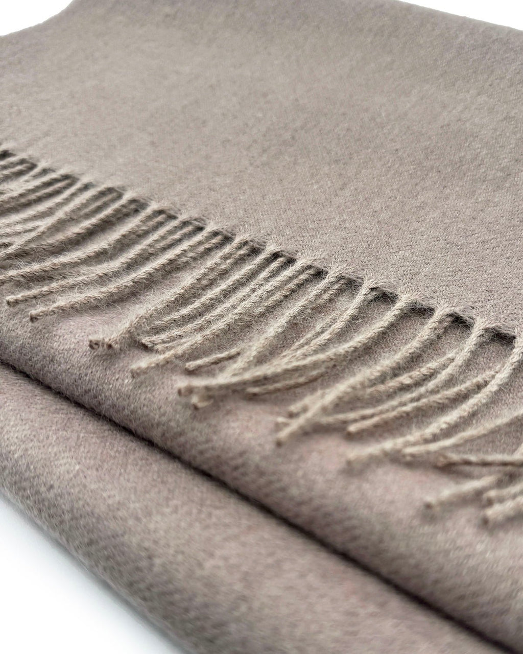 Hazelnut 100% baby alpaca scarf in warm taupe-brown, Shupaca