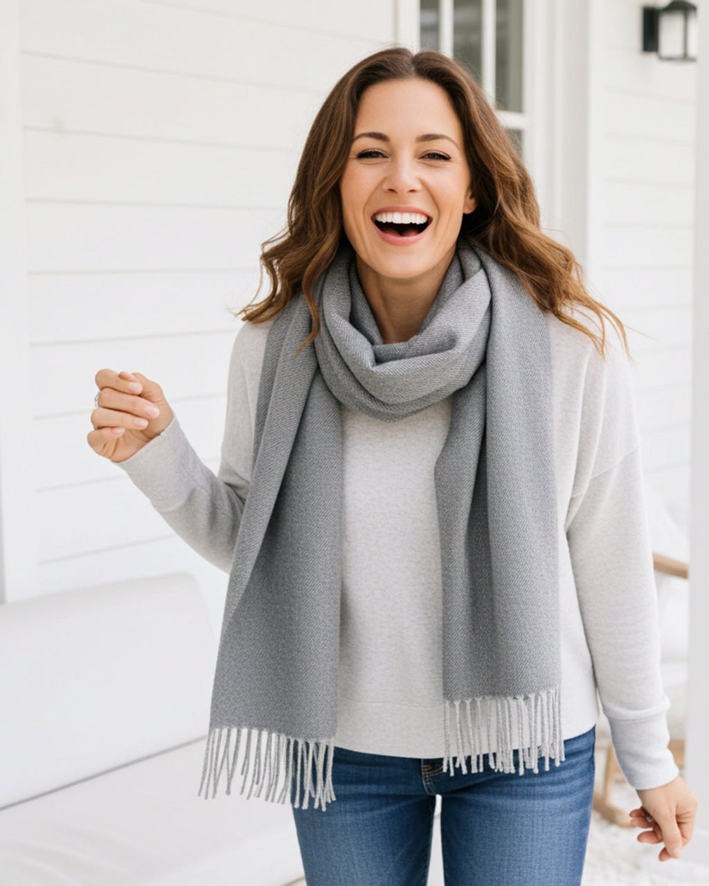 Charcoal gray 100% baby alpaca scarf in Iron Ore, minimalist, Shupaca