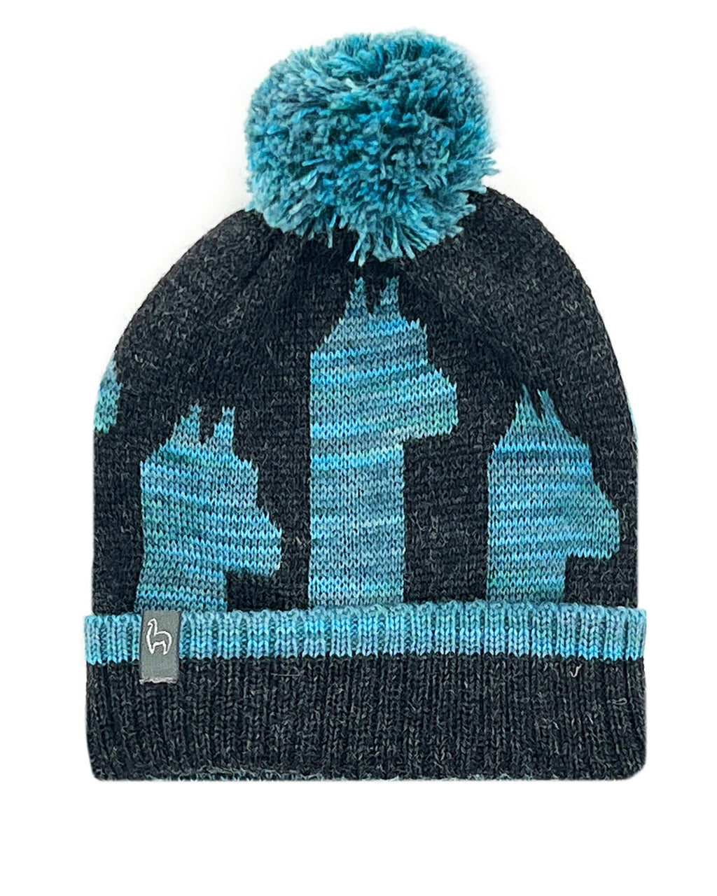 Aqua Paca kid's alpaca beanie in ocean blue with pom, Shupaca