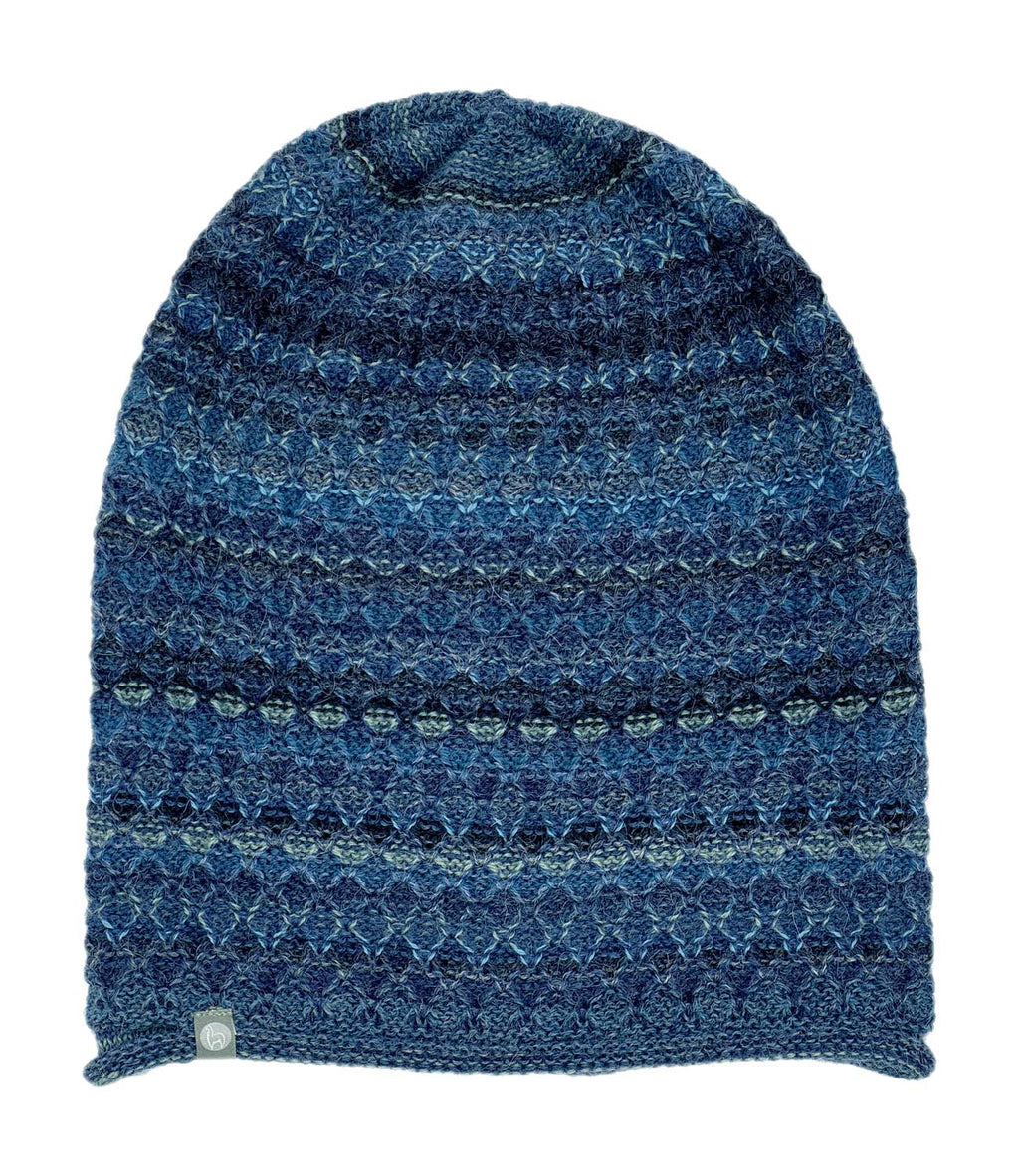Indigo alpaca beanie hat in Midnight with navy tones, handmade by Shupaca