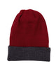 Red alpaca reversible beanie in Brick with slate grey reverse, Shupaca