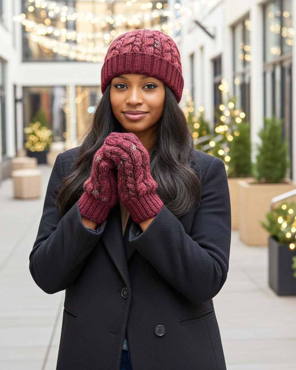 Crimson alpaca gloves in Scarlet with ember tones, Shupaca