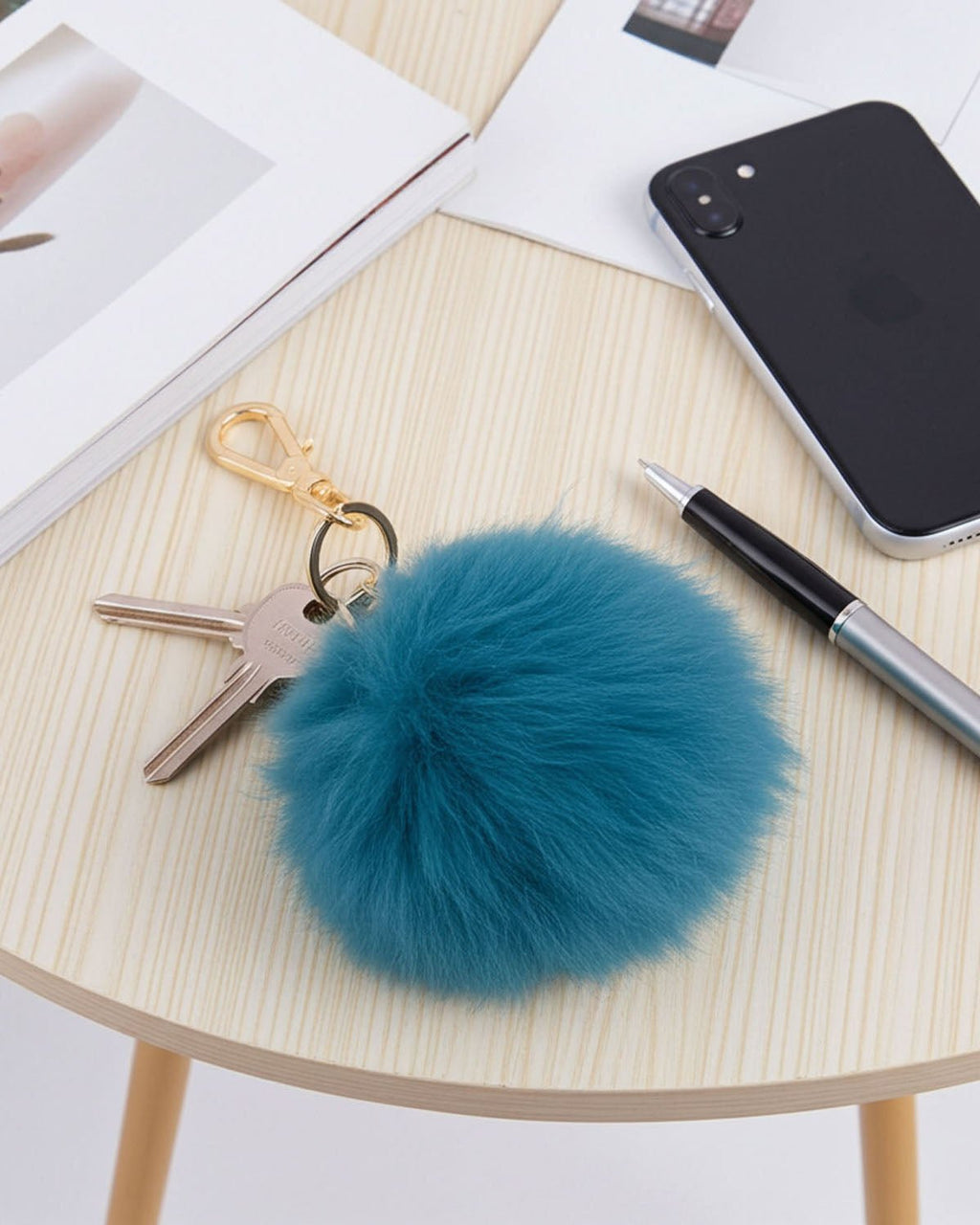 Alpaca pom pom keychain, 6-inch, vibrant colors, Shupaca