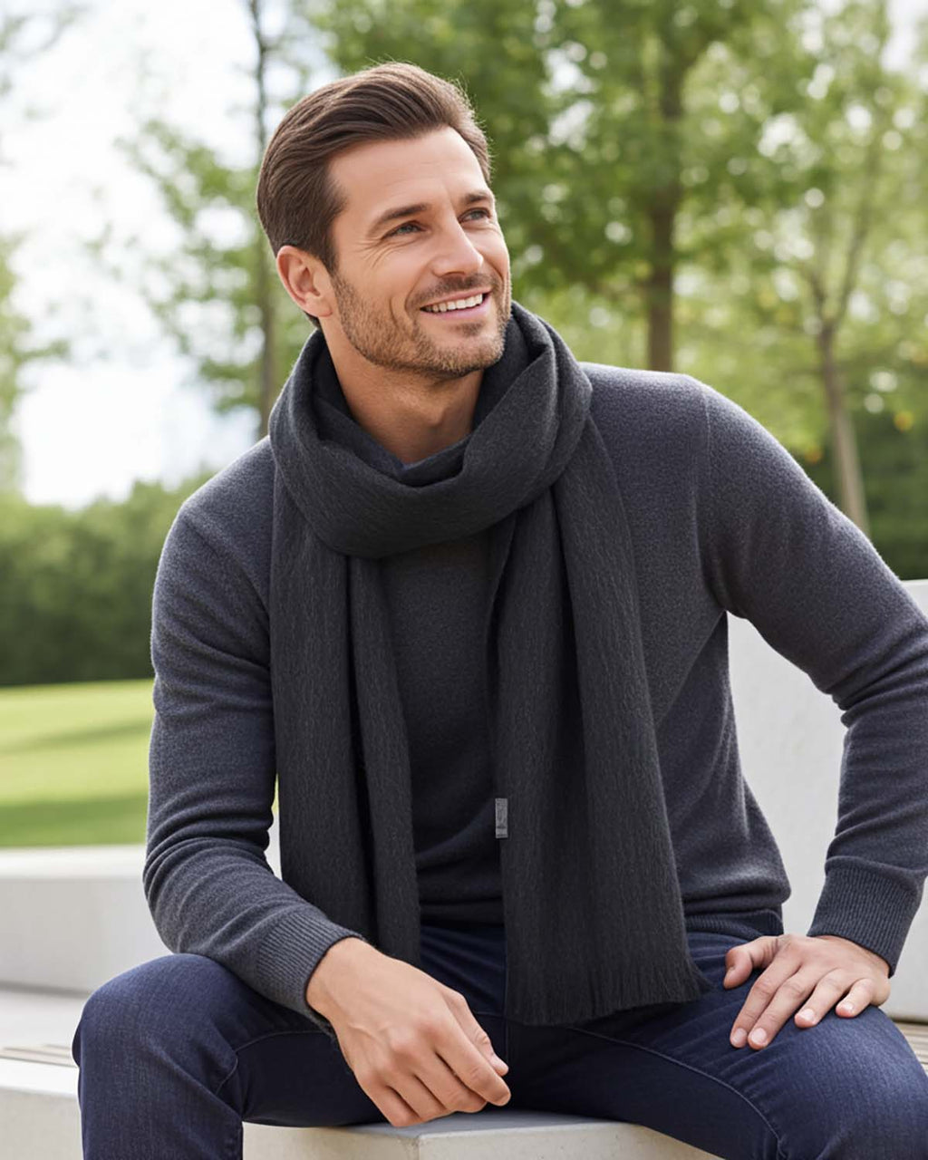 Charcoal alpaca scarf in rich graphite, Shupaca