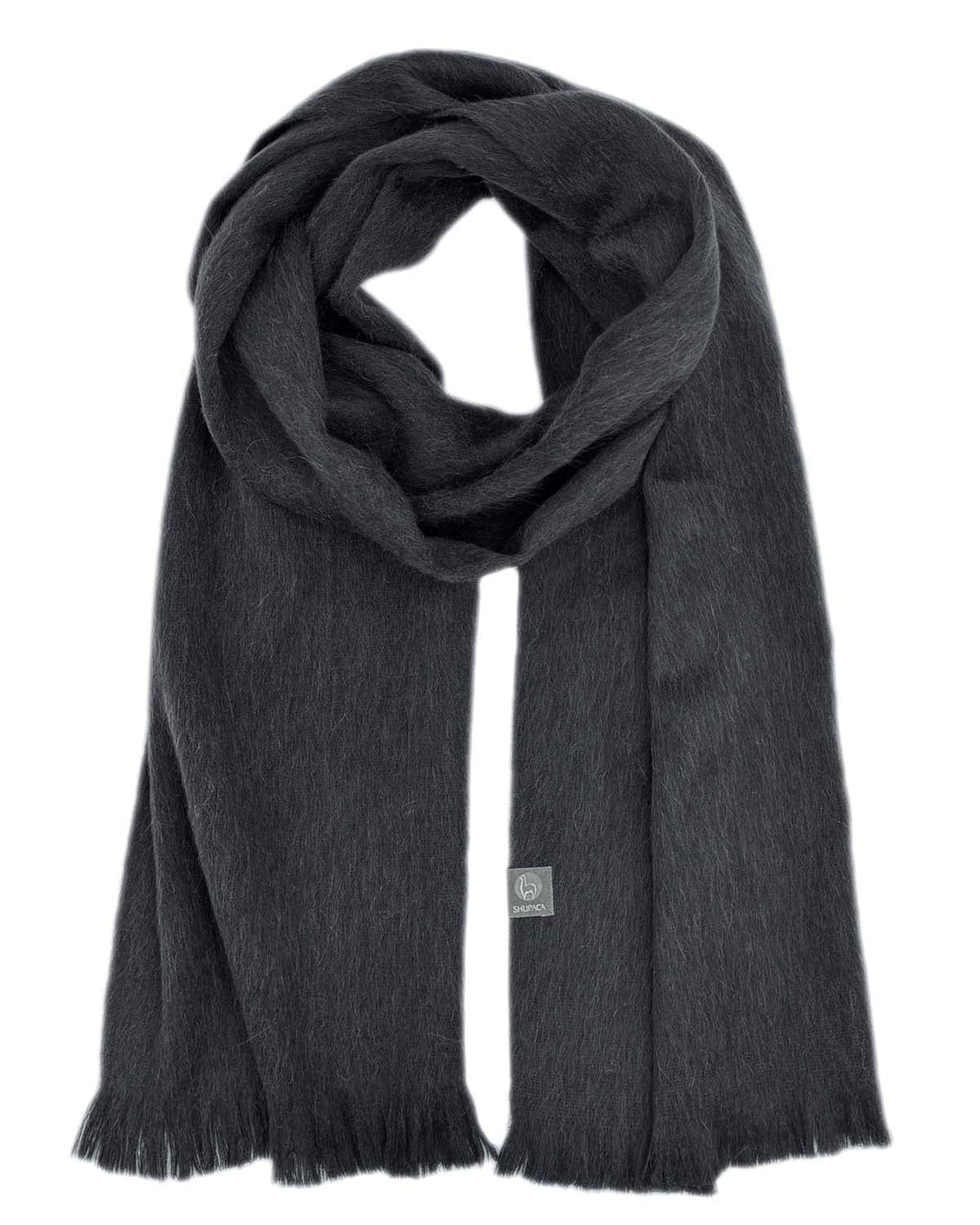 Charcoal alpaca scarf in rich graphite, Shupaca