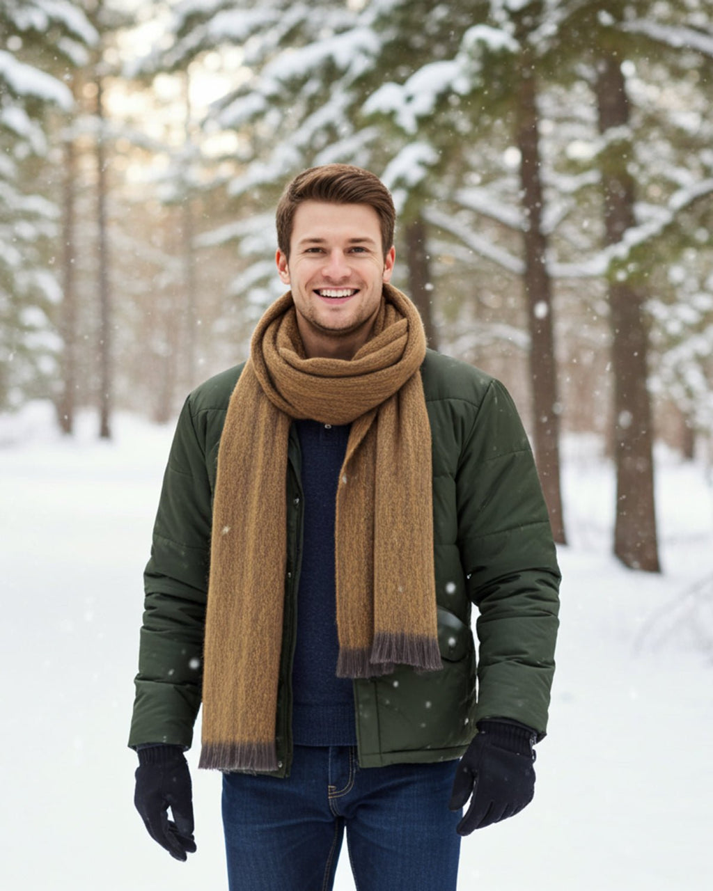 Gold Dust alpaca scarf with mustard and honey marled tones, Shupaca