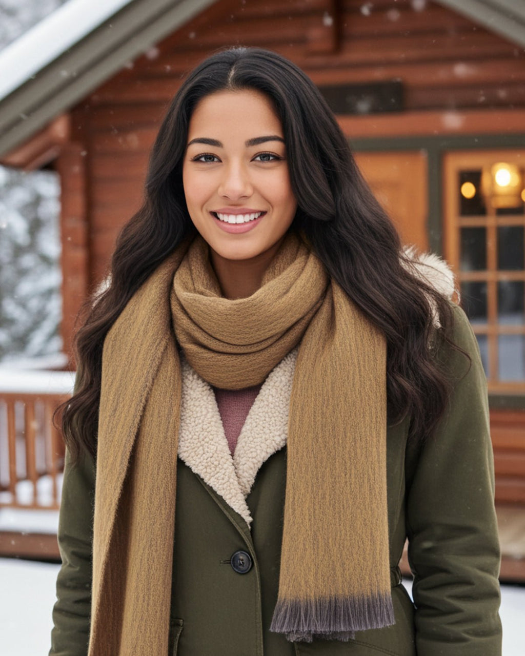 Gold Dust alpaca scarf with mustard and honey marled tones, Shupaca