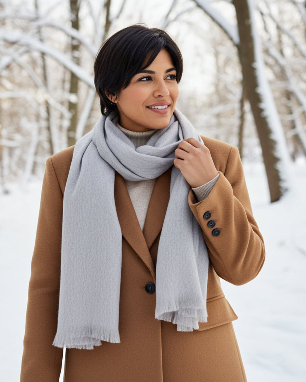 Light grey alpaca scarf in Pearl, minimalist neutral, Shupaca
