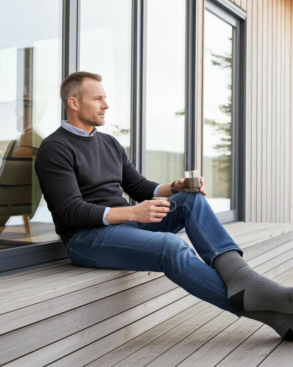 Charcoal alpaca business socks with graphite accents, Shupaca