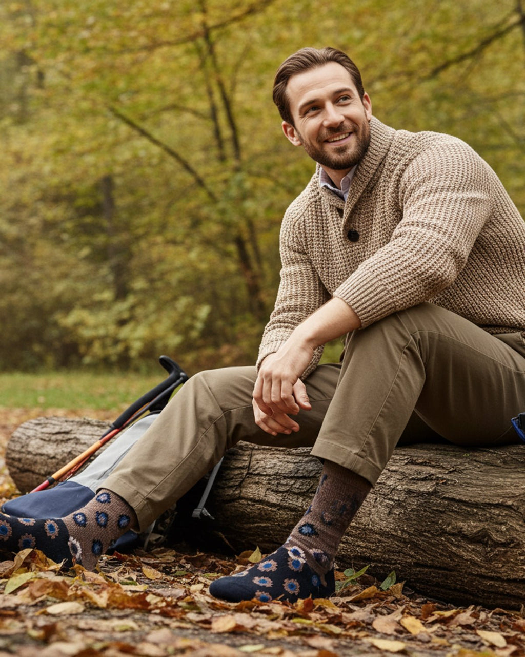 Rich brown alpaca socks in Mahogany with teal and indigo accents, Shupaca