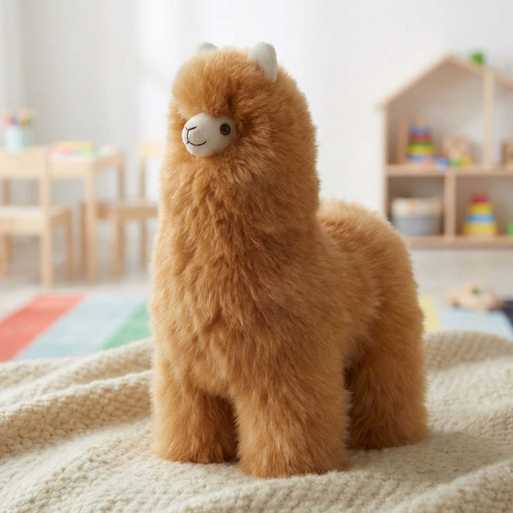 Alpaca stuffed alpaca, 12-inch medium, warm natural tones, Shupaca