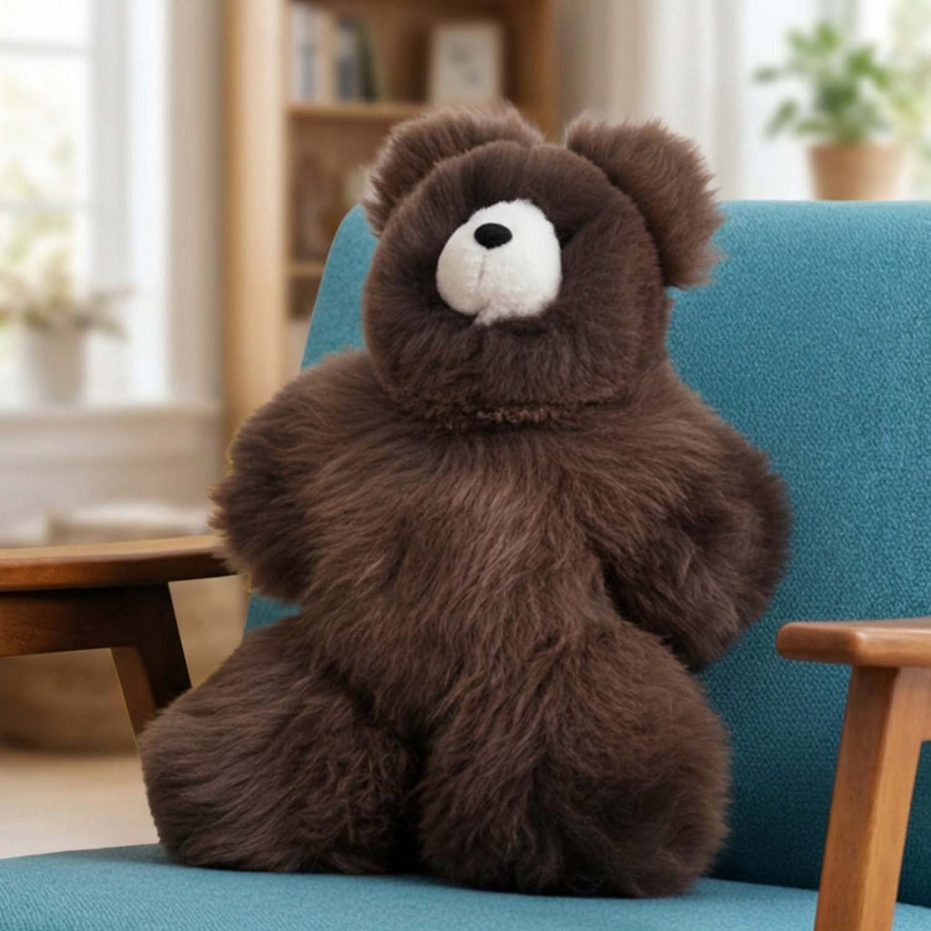 Alpaca stuffed bear, 21-inch large, natural tones, Shupaca