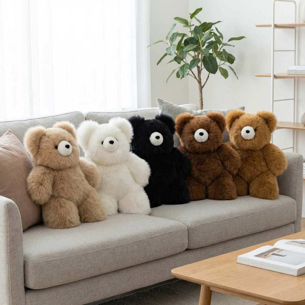 Alpaca stuffed bear, 21-inch large, natural tones, Shupaca