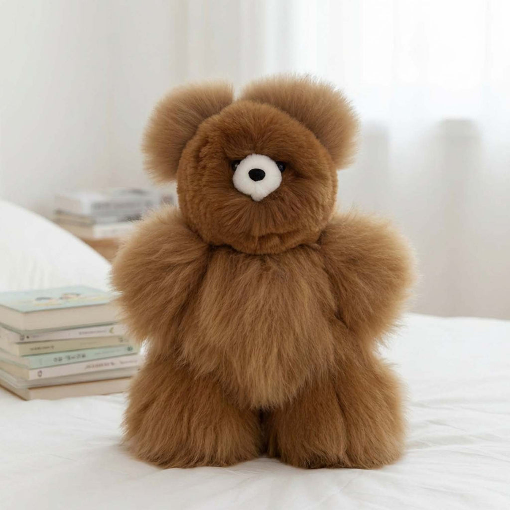 Alpaca stuffed bear, 21-inch large, natural tones, Shupaca