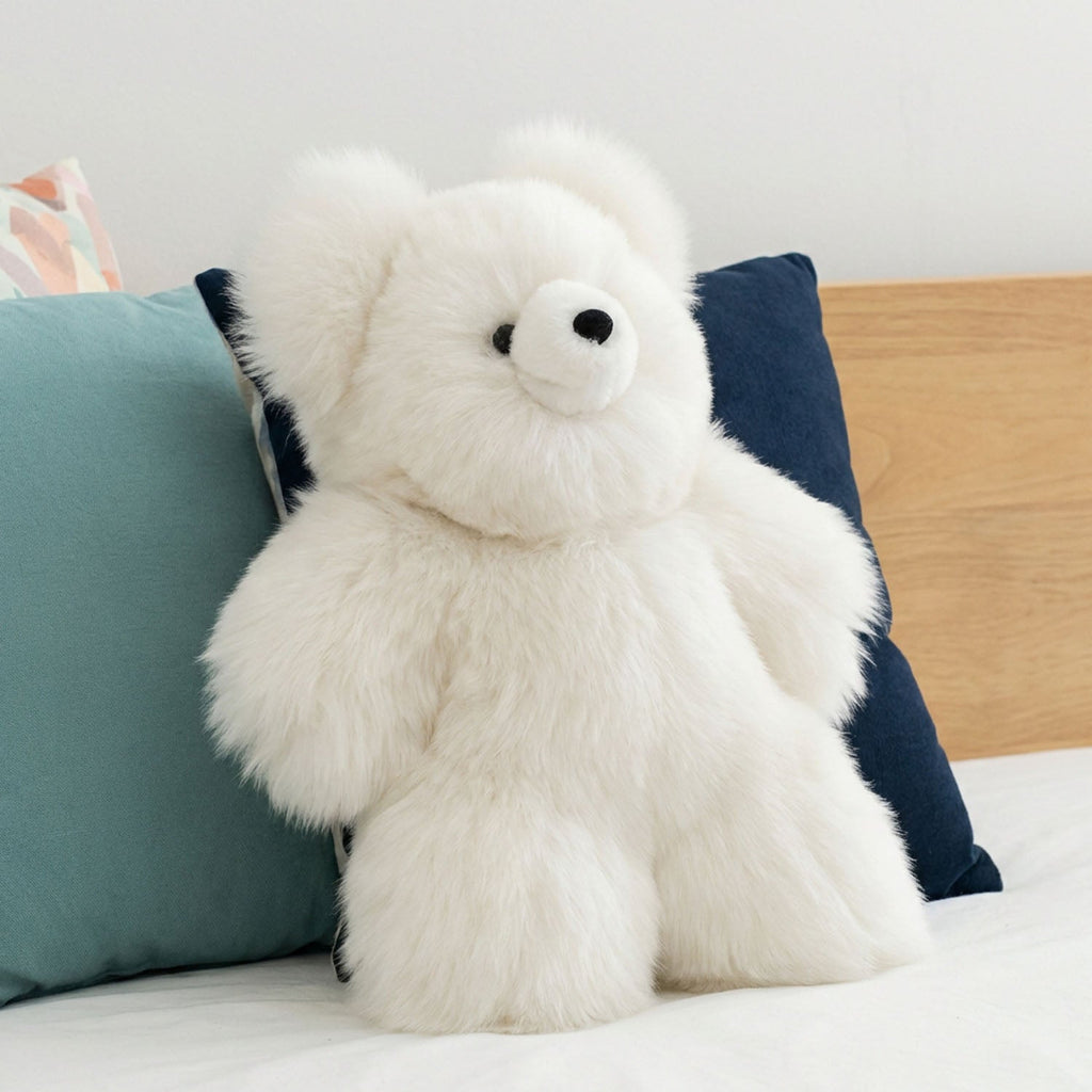 Alpaca stuffed bear, 21-inch large, natural tones, Shupaca
