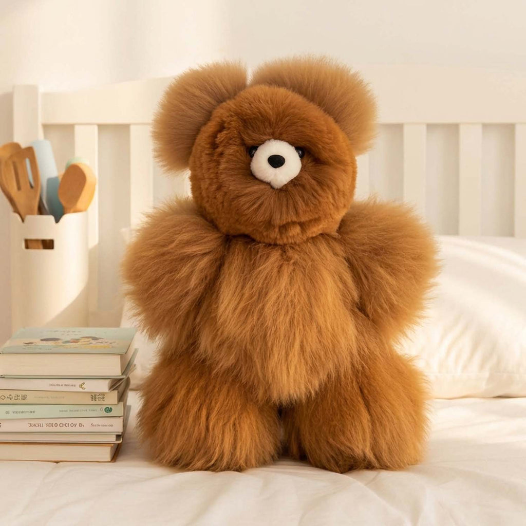Alpaca stuffed bear, 21-inch large, natural tones, Shupaca