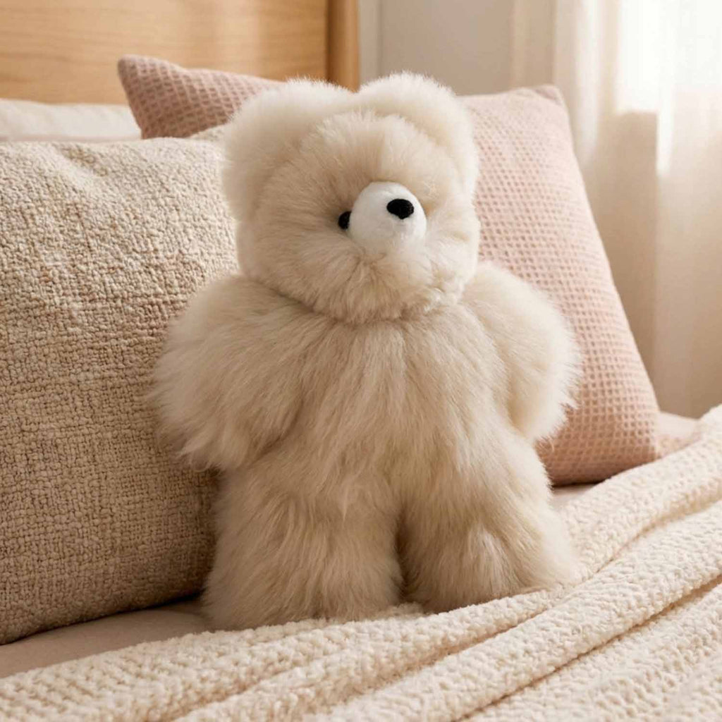 Alpaca stuffed bear, 21-inch large, natural tones, Shupaca