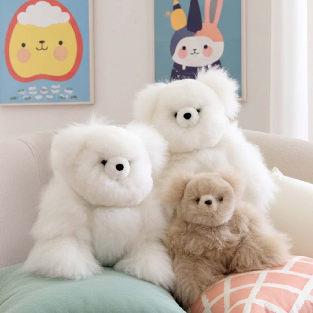 Alpaca stuffed bear, 21-inch large, natural tones, Shupaca