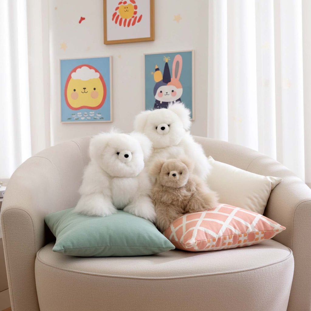 Alpaca stuffed bear, 15-inch medium, warm natural tones, Shupaca