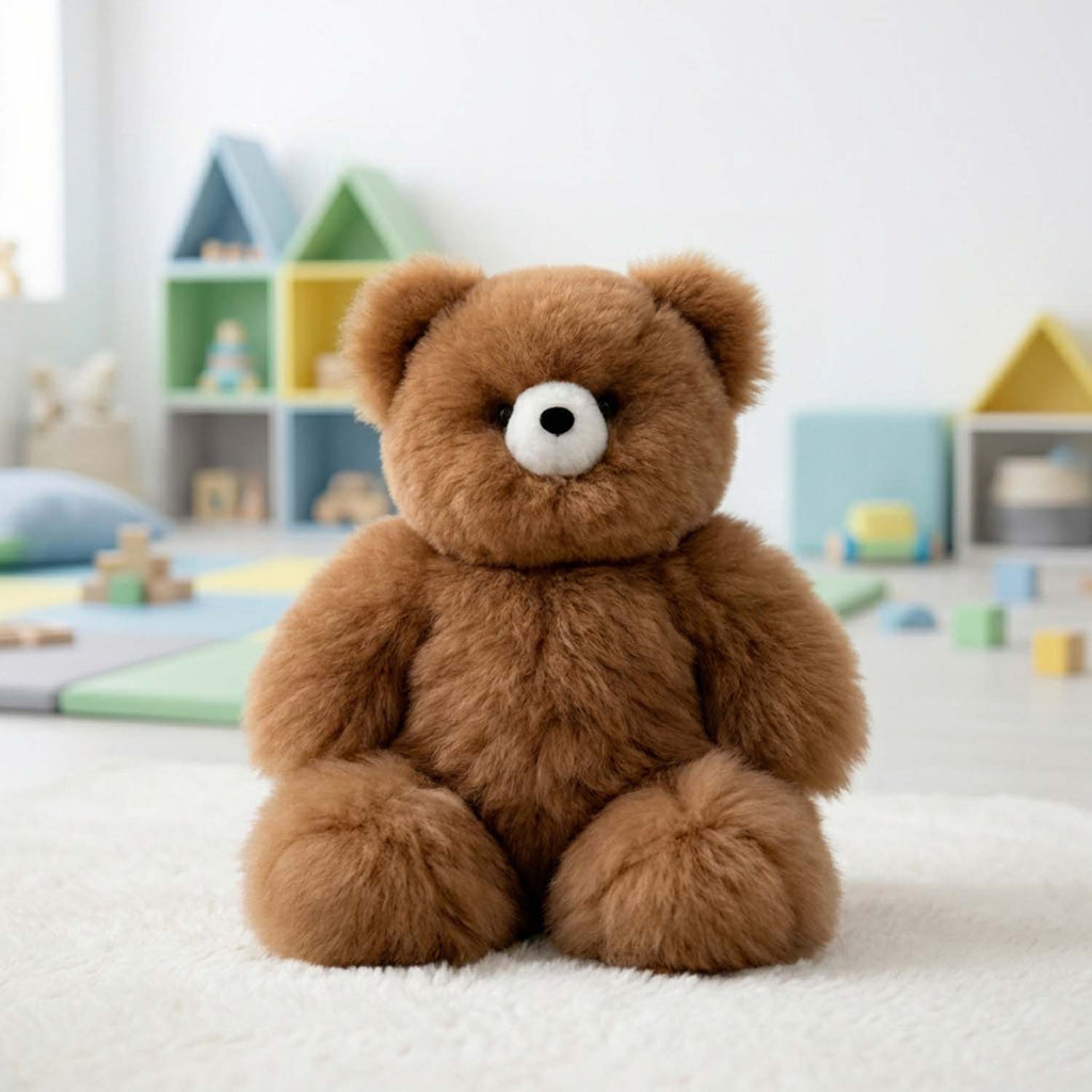 Alpaca stuffed bear, 15-inch medium, warm natural tones, Shupaca
