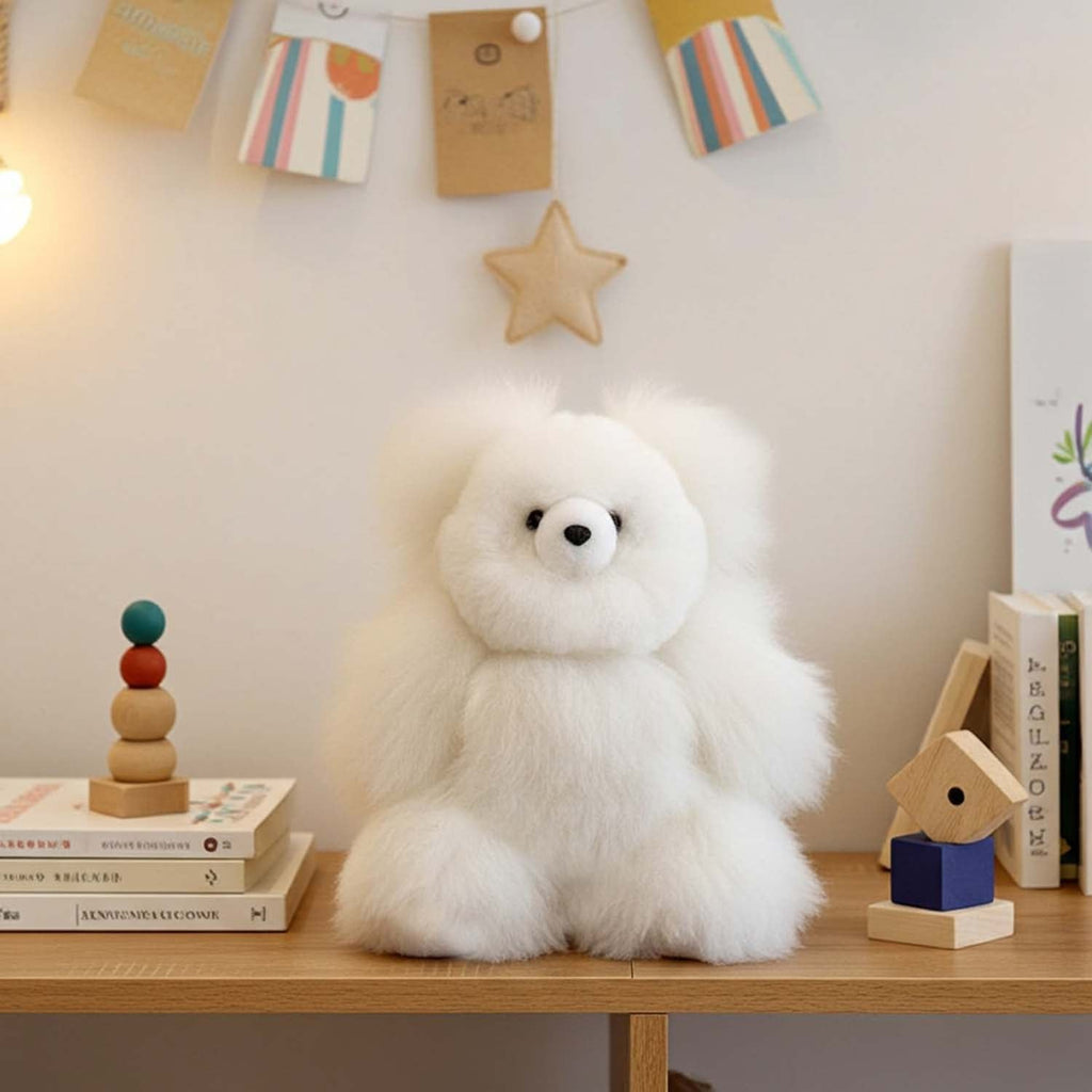 Alpaca stuffed bear, 15-inch medium, warm natural tones, Shupaca