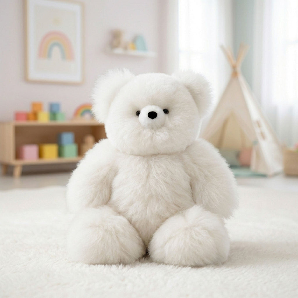 Alpaca stuffed bear, 15-inch medium, warm natural tones, Shupaca