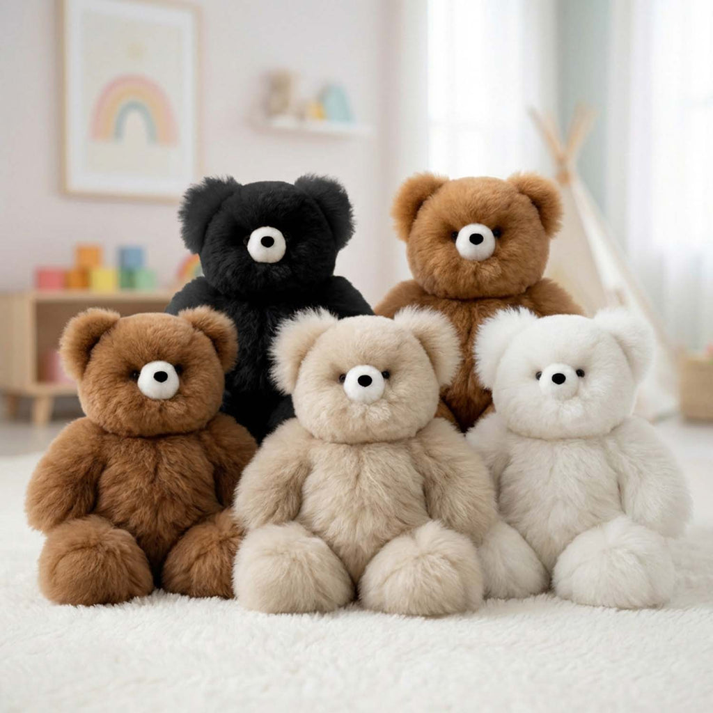 Alpaca stuffed bear, 15-inch medium, warm natural tones, Shupaca