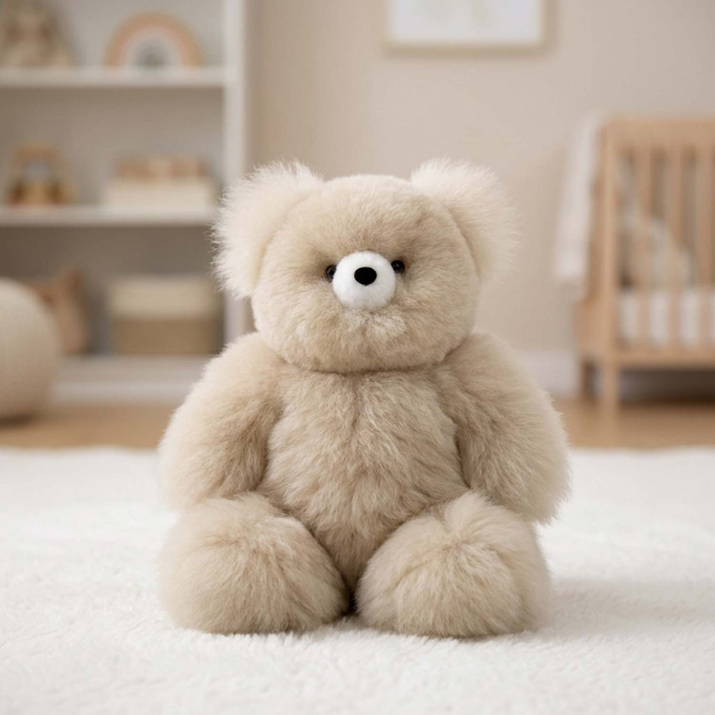 Alpaca stuffed bear, 15-inch medium, warm natural tones, Shupaca