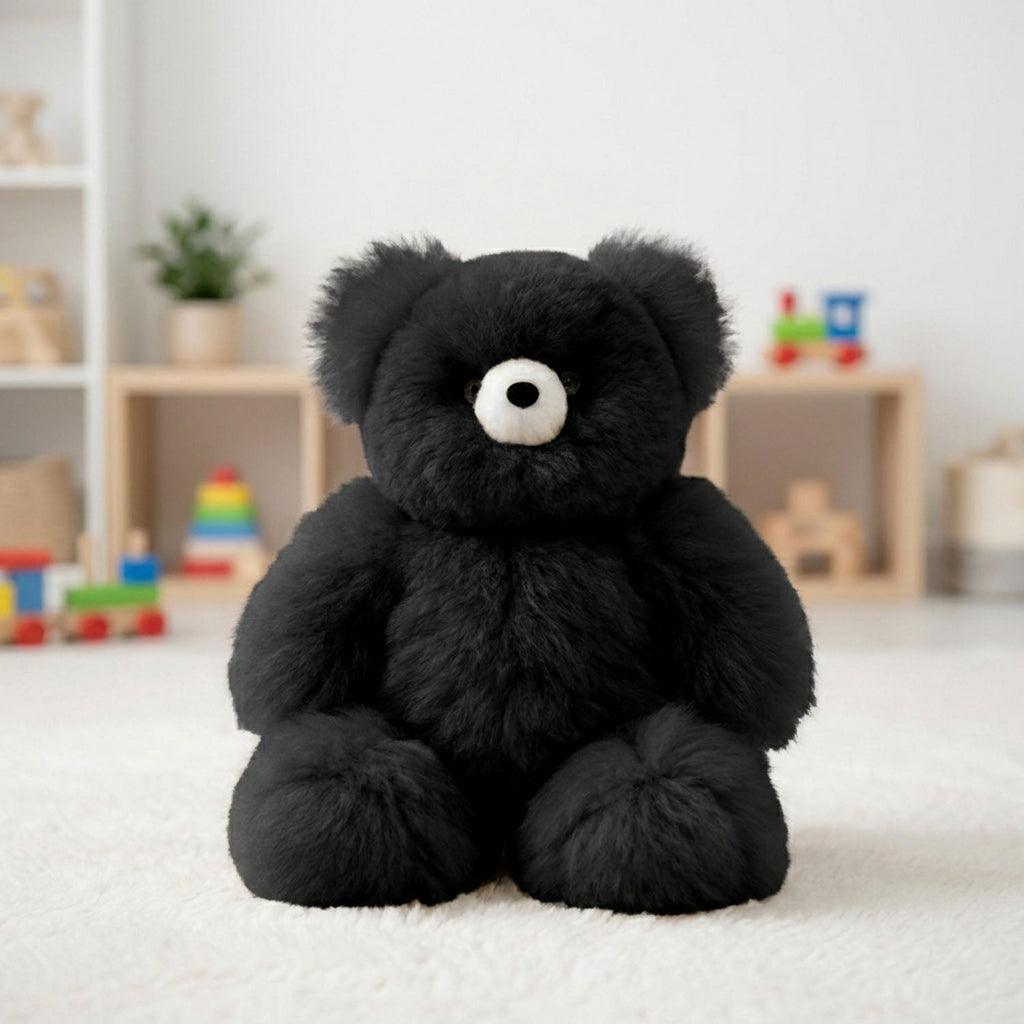 Alpaca stuffed bear, 15-inch medium, warm natural tones, Shupaca