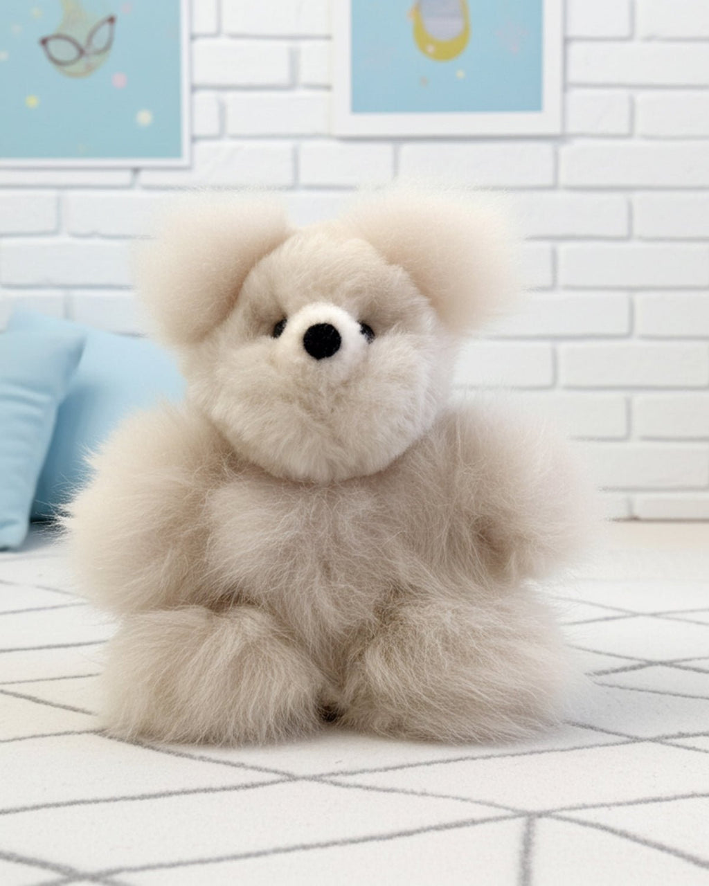 Alpaca stuffed bear, 7-inch micro, creamy beige, Shupaca