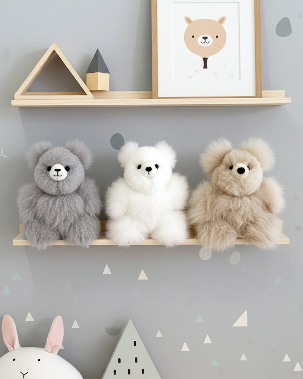 Alpaca stuffed bear, 7-inch micro, creamy beige, Shupaca