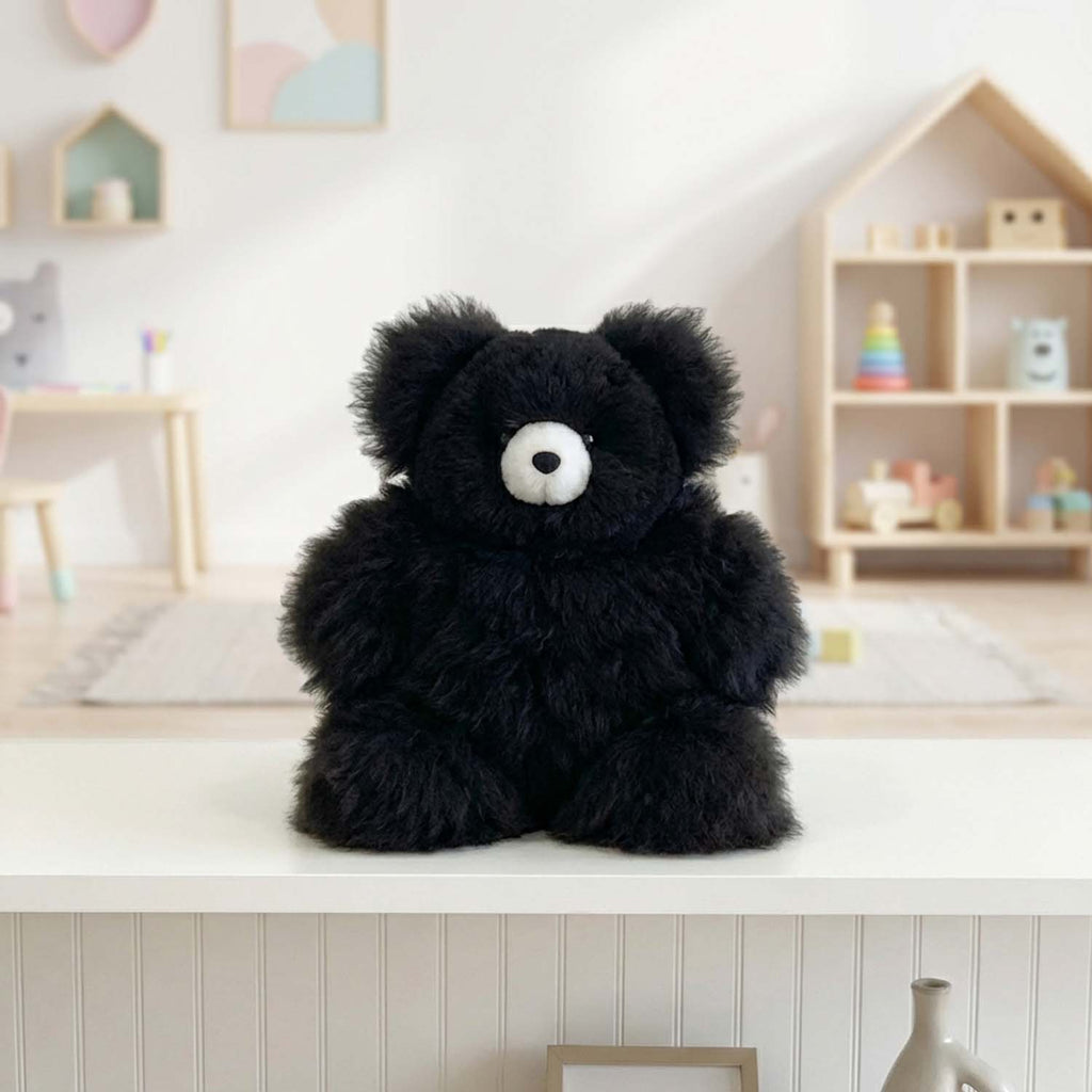 Alpaca stuffed bear, 10-inch small, warm natural tones, Shupaca