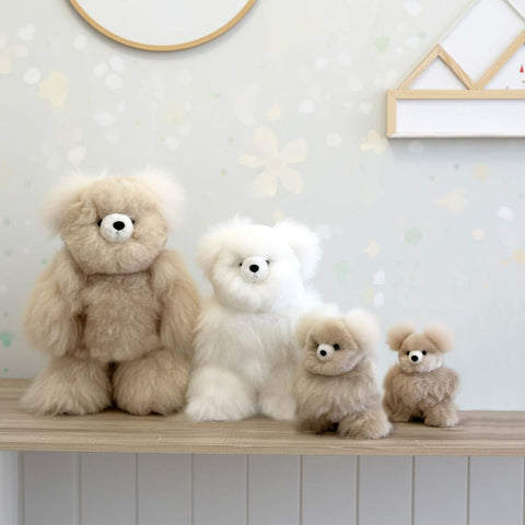 Alpaca stuffed bear, 10-inch small, warm natural tones, Shupaca