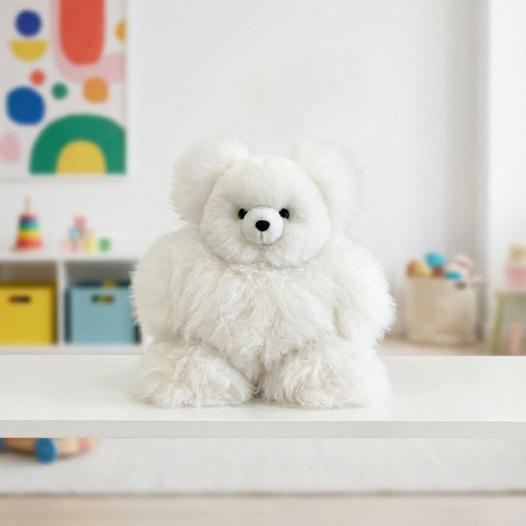Alpaca stuffed bear, 10-inch small, warm natural tones, Shupaca